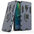 Compatible with Huawei Mate 20, Case Metal Ring Grip Kickstand Shockproof Hard Bumper Shell (Works with Magnetic Car Mount) Dual Layer Rugged Cover for Huawei Mate 20 (Navy Blue)