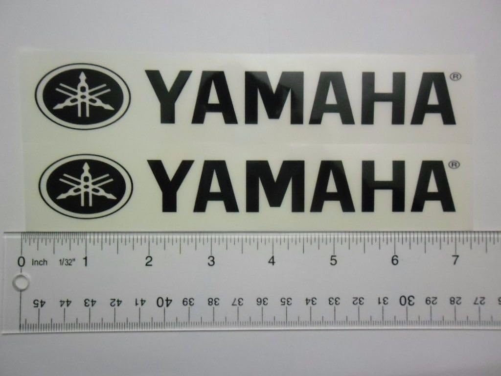 Yamaha motorcycle sticker 6" x1.5" black on clear Vinyl decal weather proof 2 stickers