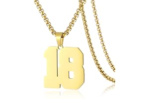 SKQIR Number Necklace for Men Black Baseball Jersey Number Pendant for Boys Athletes Number Chain Pendant for Boys Sport Stainless Steel necklace Stocking Stuffers Christmas New Year Gifts for Men