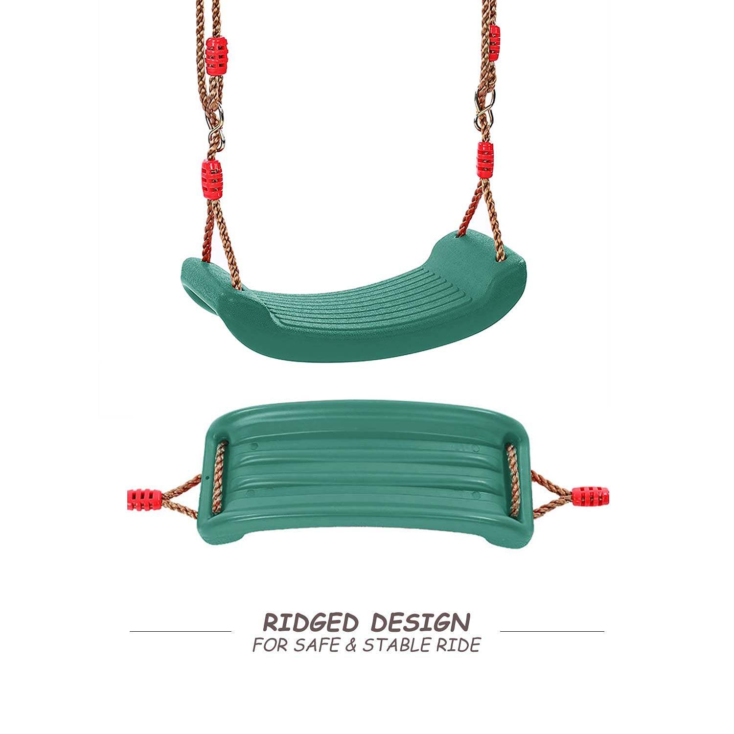 RedSwing Plastic Swing Seat with Rope, Kids Tree Swing Seat, Swing Set Accessories, Great for Outdoor Indoor, Tree, Swing Set, Playground, Green