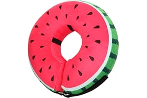 LEO IRIS Dog Cone for Large Medium Small Dogs and Cats, Inflatable Dog Donut Collar Cone Soft Recovery Cones for Dogs After Surgery, Adjustable E Collar Does not Block Pet Vision(Watermelon-L)