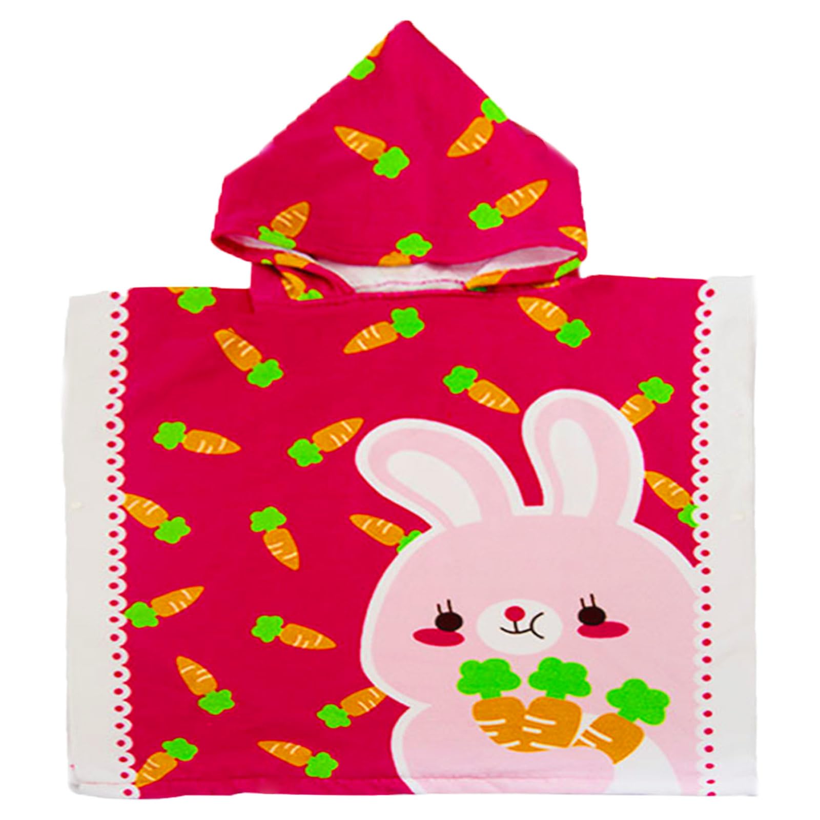 COSORO Pink Bunny Hooded Poncho Towel for Kids,60x90cm Kids Beach Towel Poncho Swimming Towels,Beach Robe Childrens Bath Towel Poncho for Swimming Pool,Childs Towel Bathrobe for Girls Boys Age 2-6 — image 1