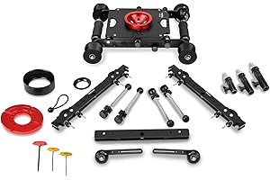Proaim Fusion Video/Film Camera Dolly Slider with Track Ends. Runs on Tracks & Flat Surfaces. Payload up to 45.3kg /100lb. (D