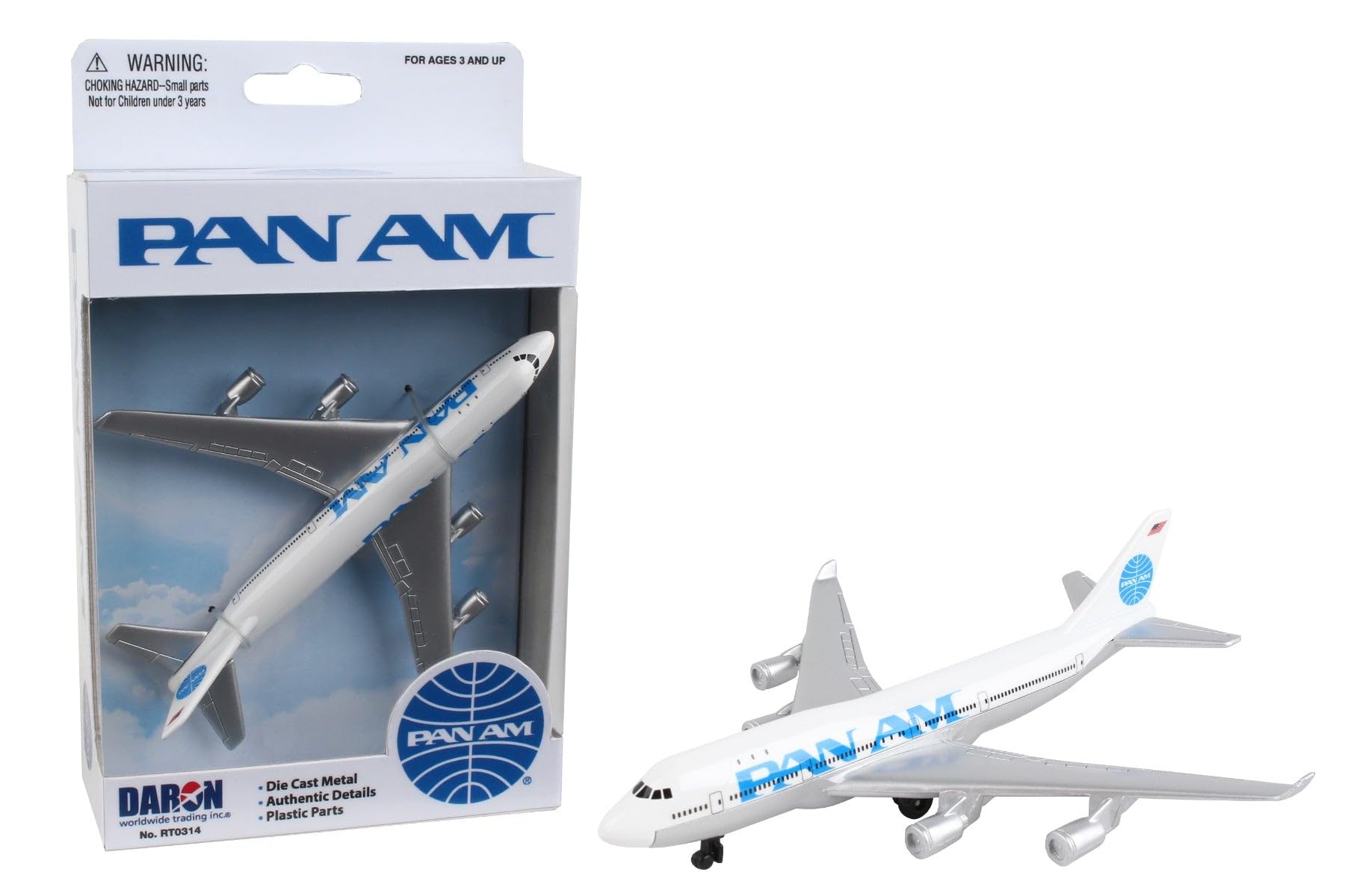 herpa Toys Single Airplane Pan Am 747, toy model in small scale, aeroplane model, collect, play, miniature model made of plastic - suitable for 3 year olds