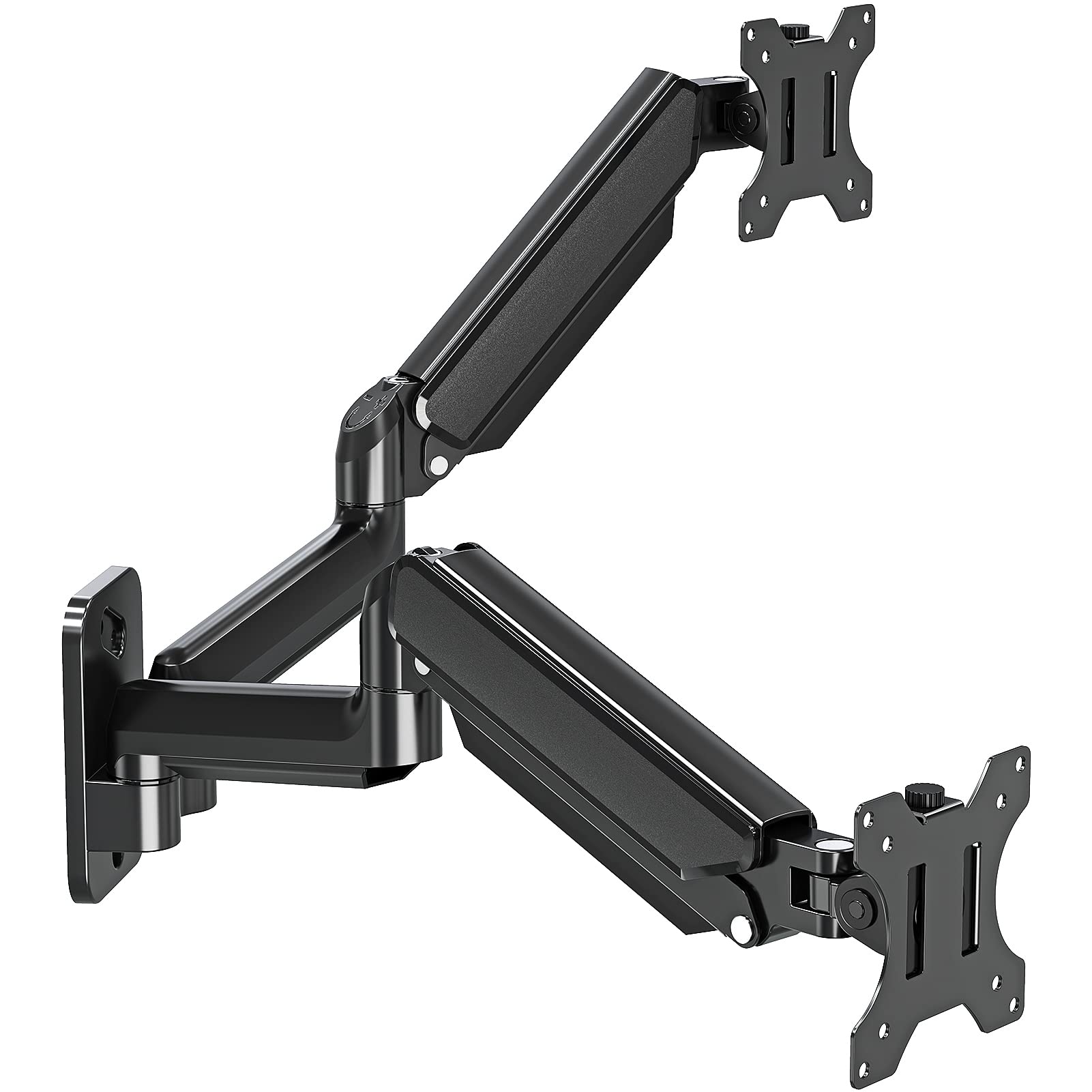 Photo 1 of ErgoFocus Dual Monitor Wall Mount for 13 to 32 Inch Computer Screens, Monitor Mounts for 2 Monitors Holds Up to 19.8lbs Each,Full Motion Gas Spring Monitor Arm with VESA 75x75/100x100
