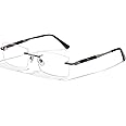 UNIEOWFA Pure Titanium Rimless Glasses Frame for Men Rectangle Optical Frameless Eyeglasses Frames Lightweight Eyewear YJ2201