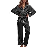 Ekouaer Pajamas For Women Set Silk Pjs 2 Piece Satin Sleepwear Long Sleeve Button Down Lounge Sets With Pant