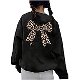 SweatyRocks Girl's Bow Graphic Print Long Sleeve Sweatshirts Casual Crew Neck Pullover Tops