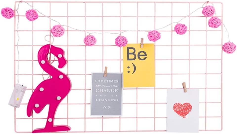 Surethingz Multifunction Metal Mesh Grid Panel, Wall Decor/Photo / Art Display & Organizer,Pack of 2 Pcs,Size: 65cm x 45cm,Pink