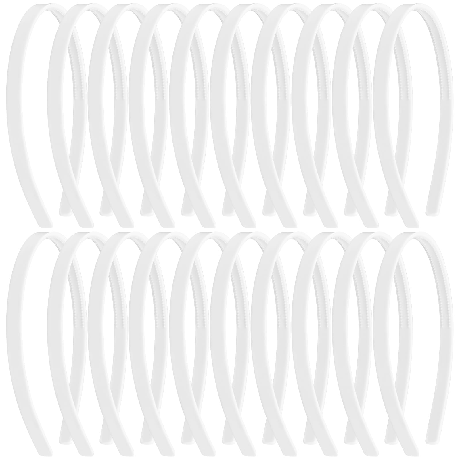 Dizila 20 Pieces 1cm/0.4" White Plain Blank DIY Craft Thin Plastic Headbands with Small Teeth Hair Bands Hoops Accessoies for Women Men Girls Teens Kids
