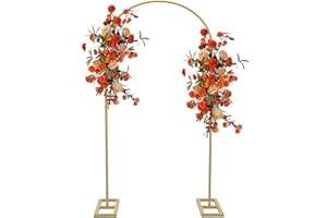 Queension Arch Backdrop Stand 6.6FT, Metal Wedding Arch Stand with Base for Ceremony, Balloon Arched Backdrop Frame for Birthday Party Baby Shower Celebration Decorations, Gold