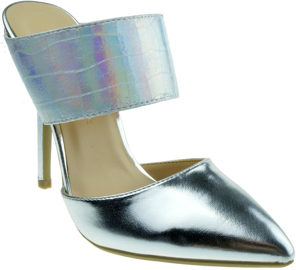 silver pointed strappy heels