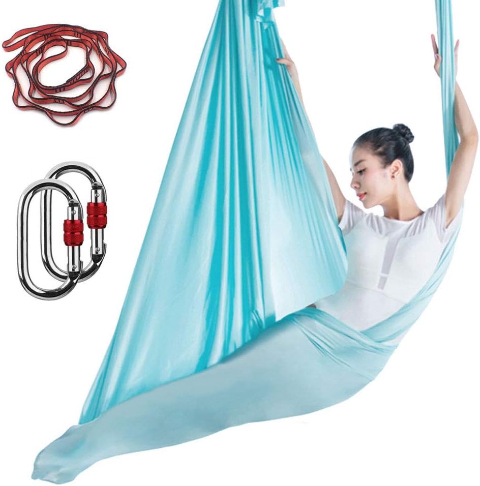 KIKIGOAL Aerial Yoga Hammock Premium Aerial Silk Yoga Swing Antigravity Yoga Inversion Exercises, Improved Flexibility & Core Strength - Extension Straps, Carabiners Pose Guide Included