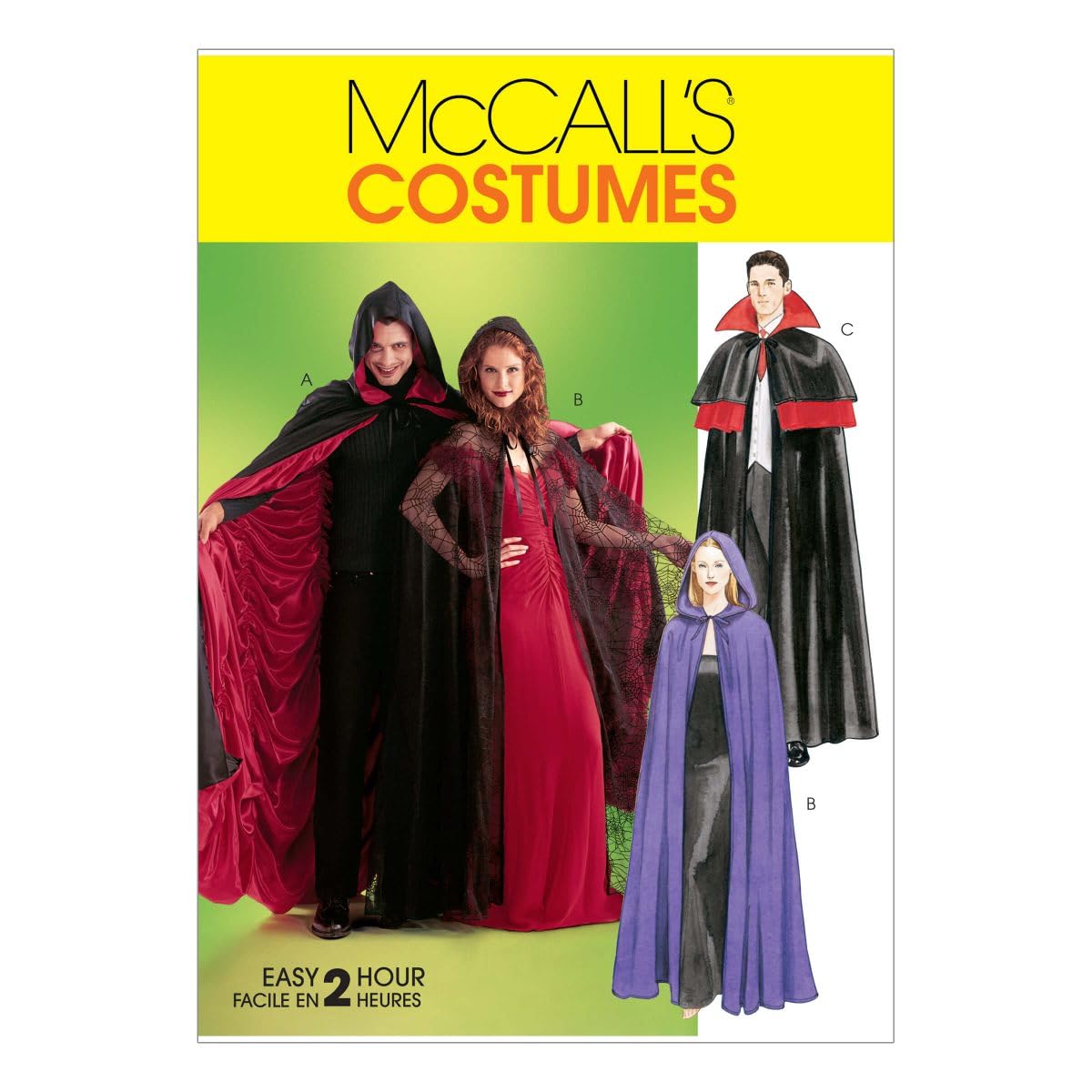 McCall's M4139 Misses'/Men's/Teen Boys' Lined & Unlined Cape Costumes Pattern OSZ (One Size)