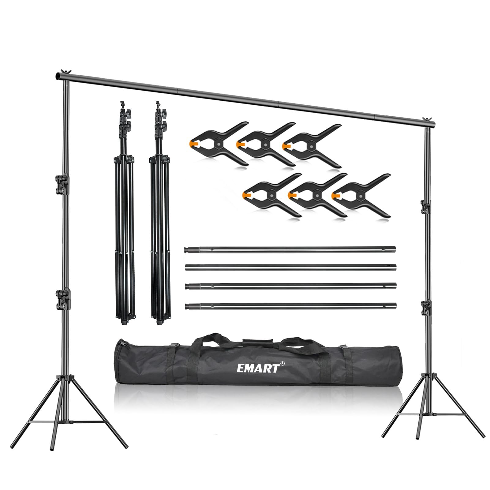 EMART Photography Backdrop Stand 2.8x3m (9x10ft) Heavy Duty Photo Background Stand Kit Adjustable Support for Studio Video Photographic Party Back Drop Poles