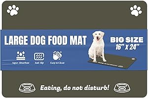 Plentio Large Pet Food Mat, 24" x 16", Absorbent Dog Mat for Food and Water, Pet Placemats for Cat and Dog Water Bowl, Non-Slip Dog Food Mat, Dog Feeding Mat to Protect Your Floors, Brown