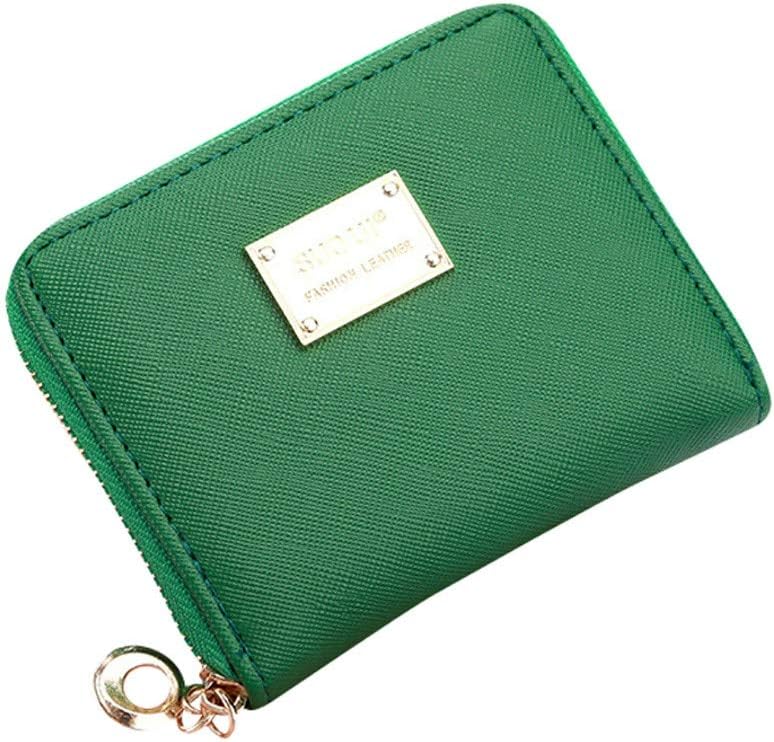 Women's Leather Small Wallet Card Holder Zip Coin Purse Clutch Handbag by Celucke