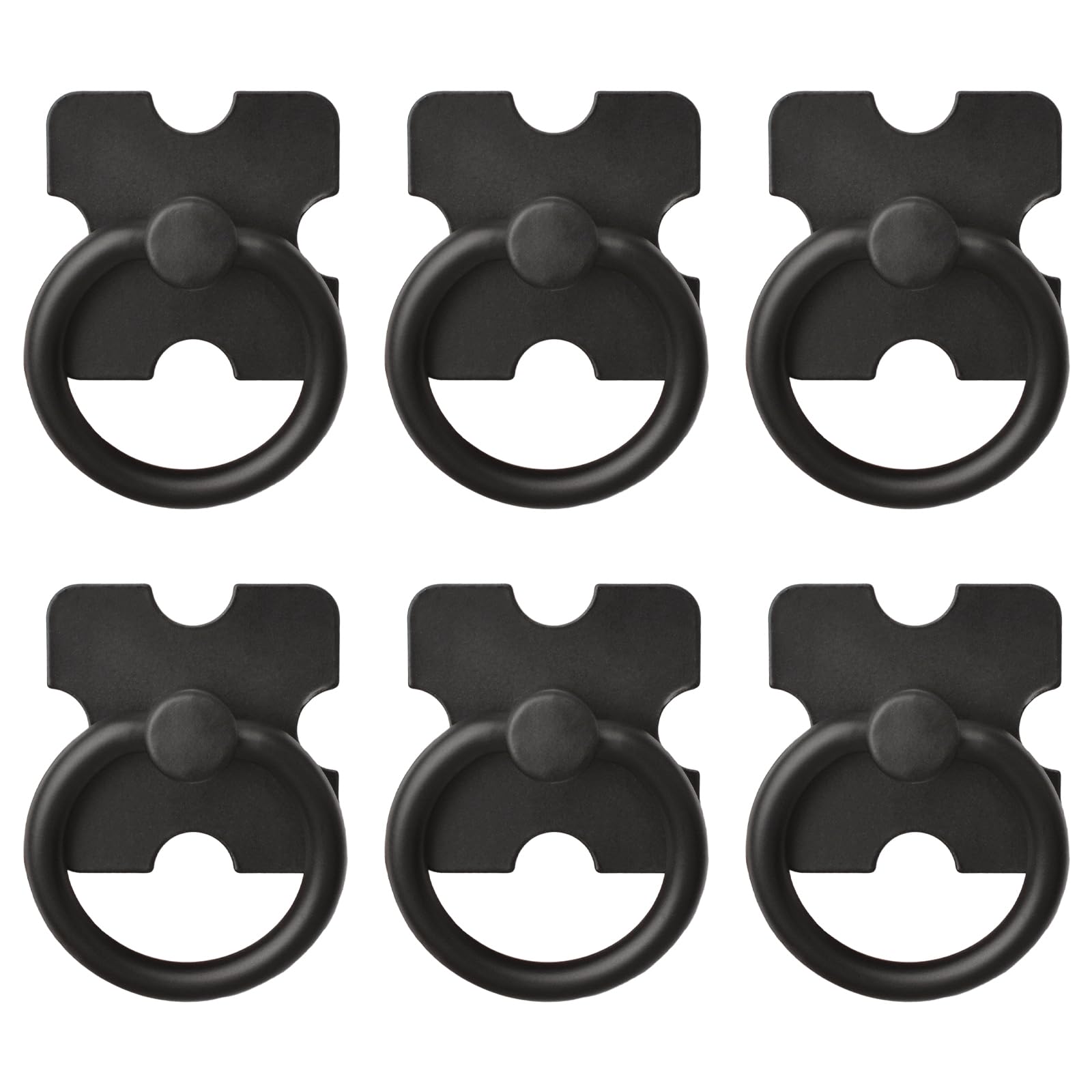 MOROBOR Ring Pulls, 6pcs Cabinet Pulls Ring Drawer Pulls Zinc Alloy Pendant Handles Antique Style Handles for Kitchen Cabinet Wardrob Jewelry Case Box (Black)
