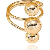 Aloluo Ball Statement Ring for Women Gold Plated 3 Balls Layered Finger Rings Unique Fashion Birthday Party Jewelry Gift