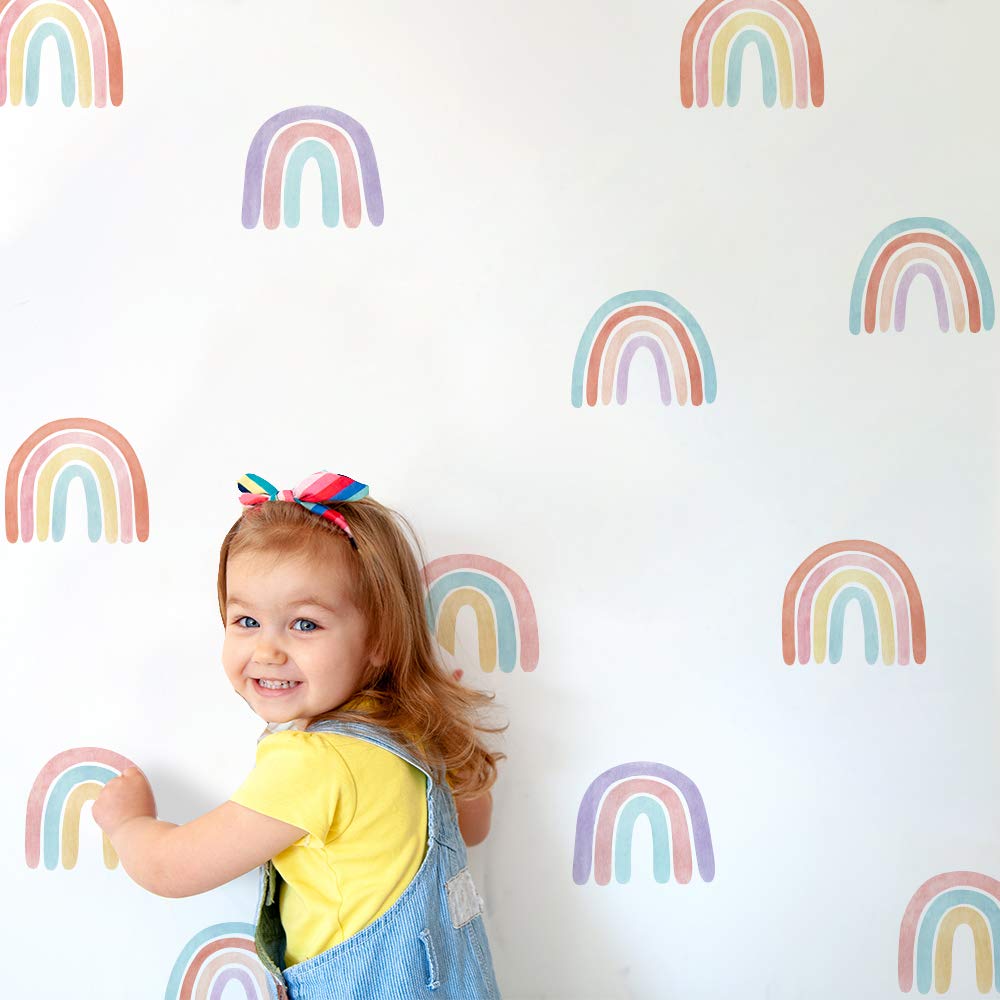 Littleville Colourful Rainbow Wall Stickers Window Decal for Kids Bedrooms, Nursery, Baby Room, Play Room, Kids Room, Peel and Stick, Pack of 6 Sheets, (RA187)