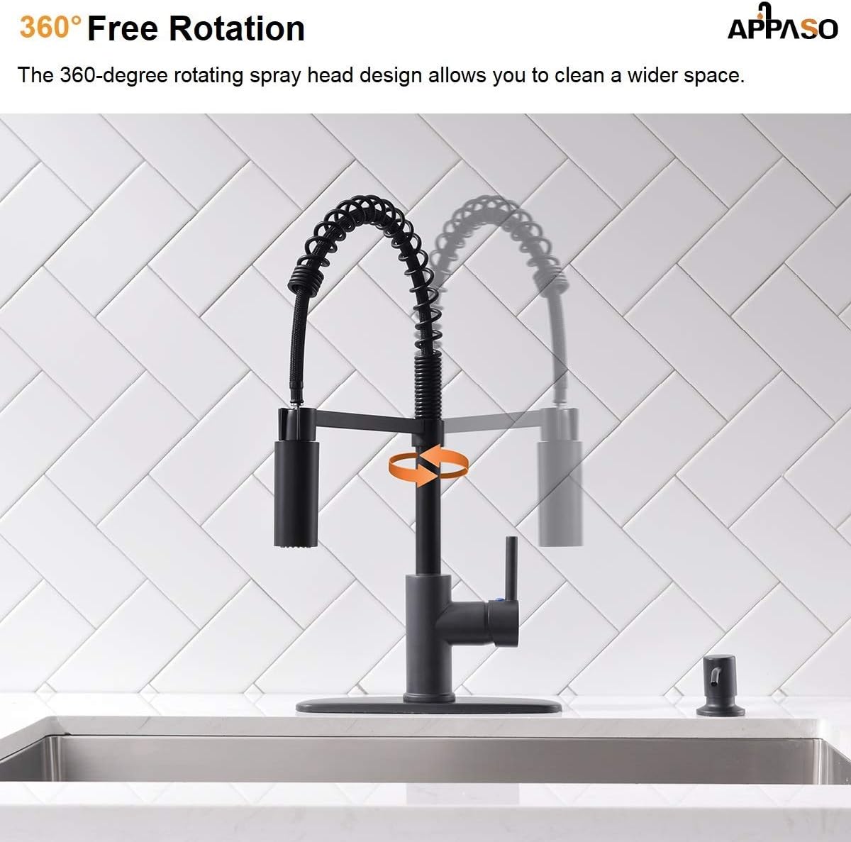 Appaso Matte Black Commercial Kitchen Faucet Pull Down Sprayer High Arc Tall Modern Single Handle One Hole Spring Pull Out Kitchen Sink Faucet With Soap Dispenser Touch On Kitchen Sink Faucets Drsuneettayal