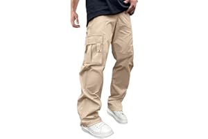 PLEPAN Men's Cargo Pants Drawstring Elastic Waist Casual Baggy Pants Streetwear Trousers Sweatpants for Men
