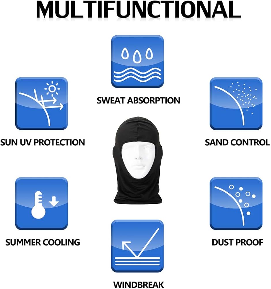fuinloth Balaclava Face Mask, Summer Cooling Neck Gaiter, UV Protector Motorcycle Tactical Scarf for Men/Women Black at  Men’s Clothing store