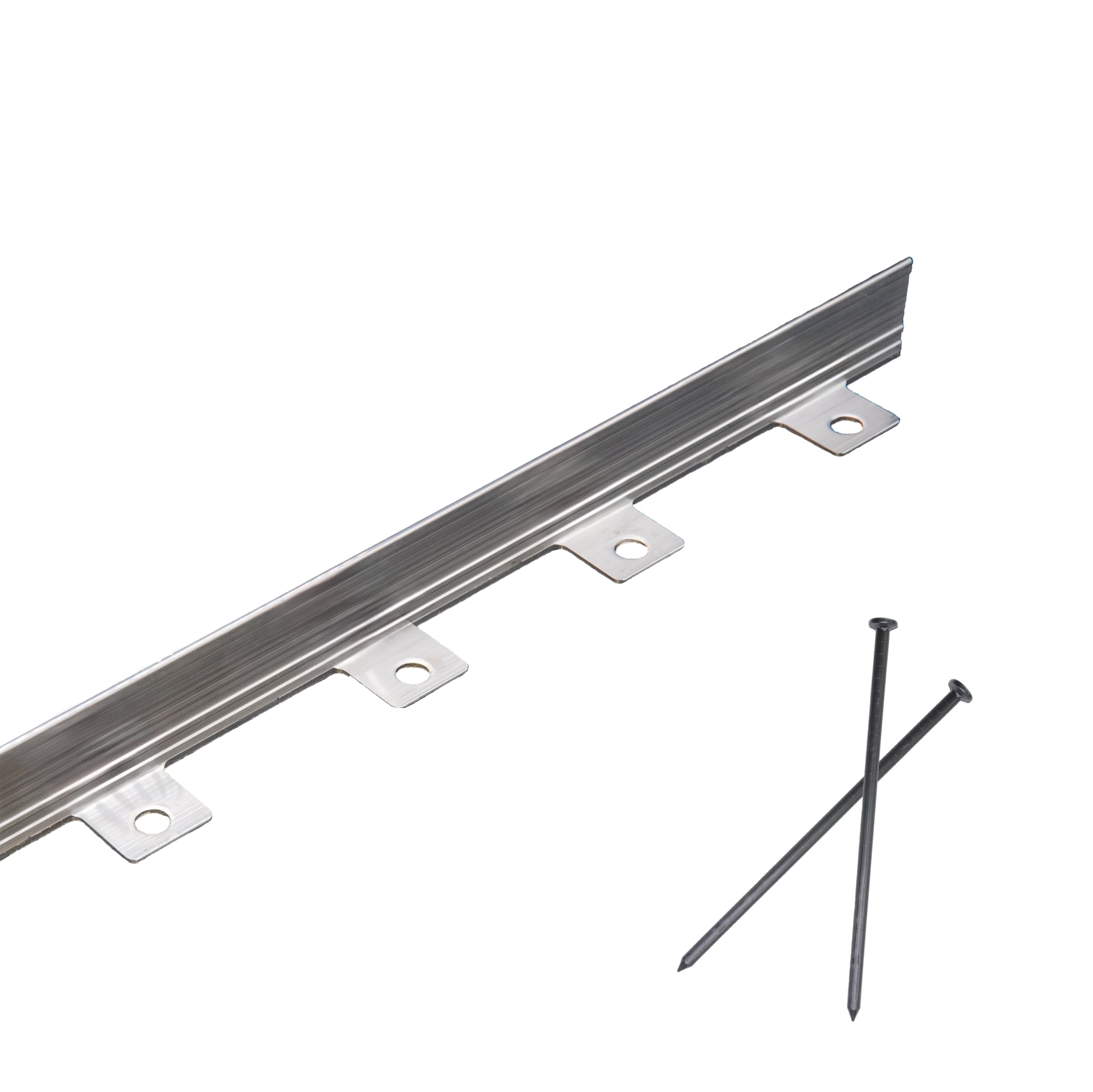 Photo 1 of EasyFlex Aluminum No-Dig Landscape Edging for Landscape or Paver Projects, 10 Metal Edging Pieces with Spikes, 50 Feet, Mill