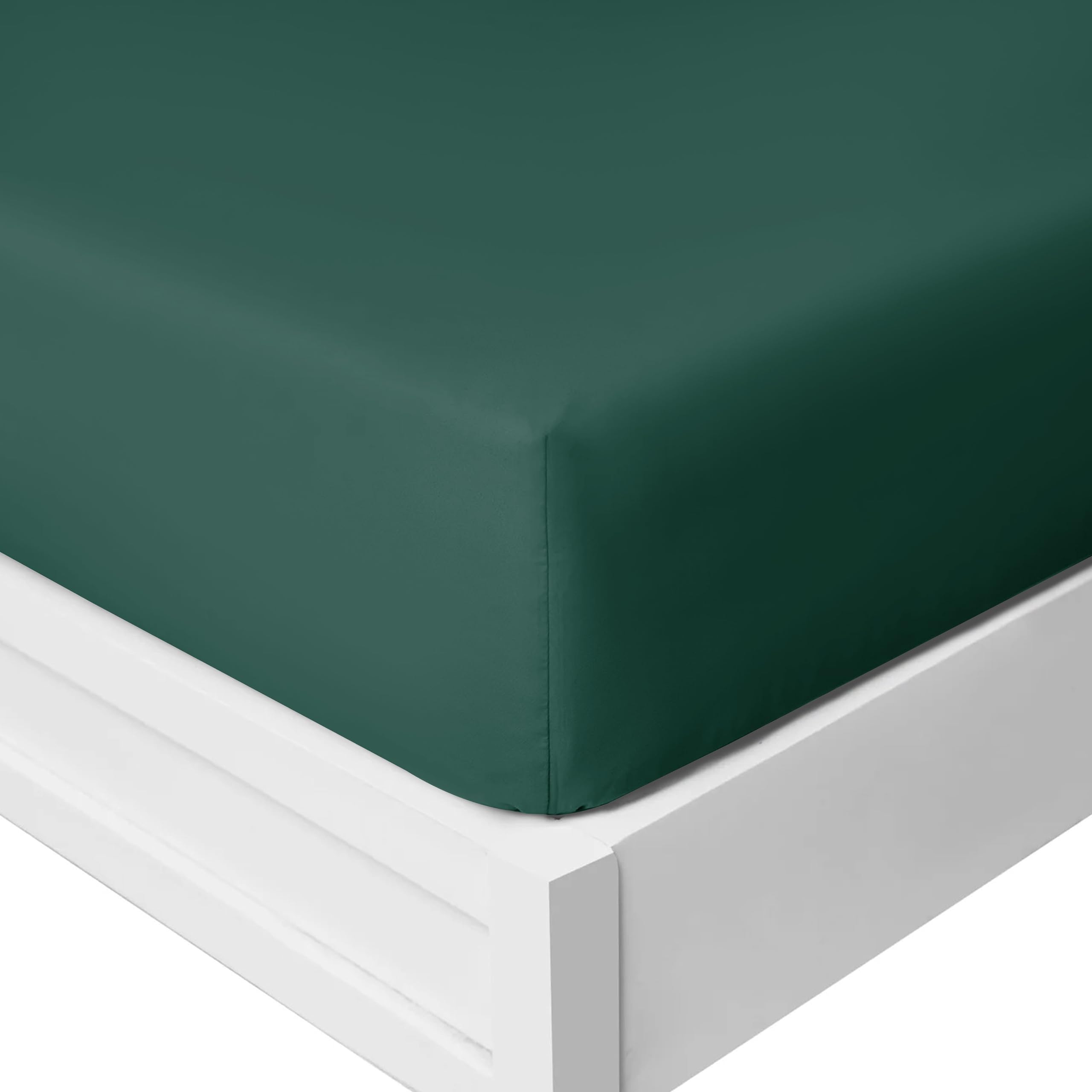 Yorkshire Bedding Fitted Sheet Single Bed Sheets 25 CM Deep Emerlad Bedsheets with Elastic Corners Anti Wrinkle Soft Brushed Microfiber Fabric Breathable Shrinkage Fade-Resistant