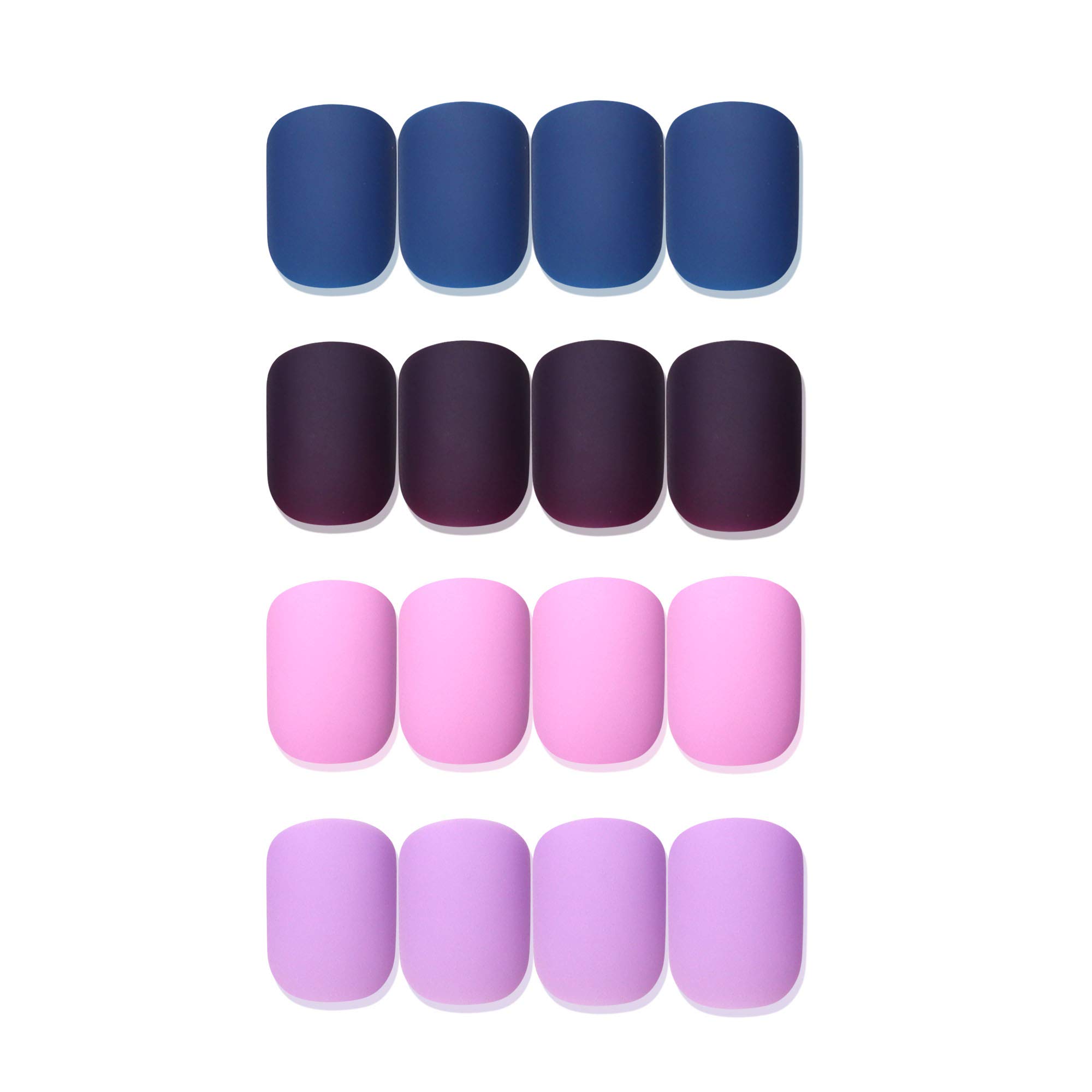 SIUSIO 96Pcs Colorful Acrylic Nails Full Cover Short Fake Nail Press on Square Matte False Gel Nails Art Tips for Women and Girls (Purple)