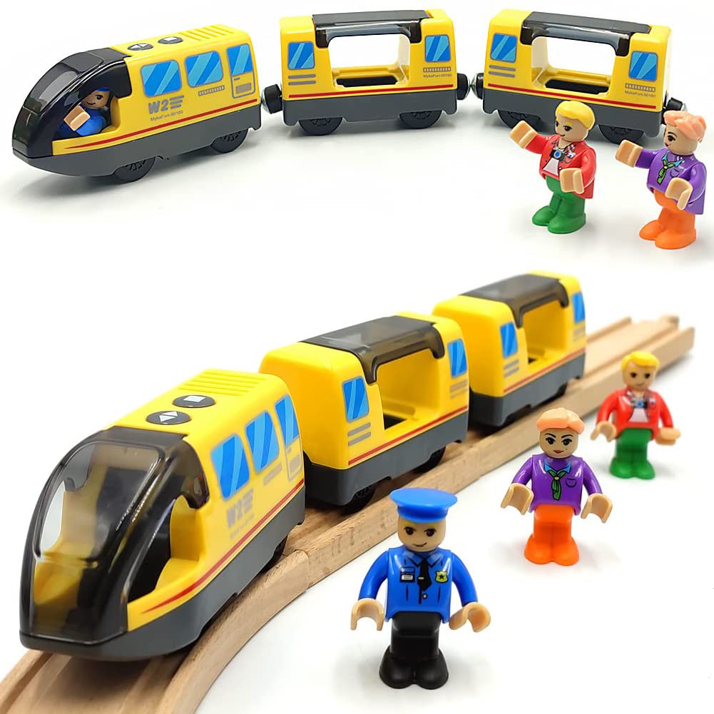 TOPLIVING Battery Train, Magnetic Connection, Intercity Train with Figures for Wooden Train Toys, Locomotive Train Toy for Toddlers Aged 3 4 to 5 Years (No Battery and Track)