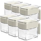 Suclain 6 Pcs Condiment Jar Spice Container 13.5oz Sugar and Salt Container Set Clear Glass Condiment Canister with Spoon Dustproof Lid and Handle for Kitchen Spice Salt Organizer(Grey)