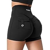 YEOREO CoreFlex Scrunch Workout Shorts with Pockets Charm Gym Biker Shorts for Women High Waisted Booty Yoga
