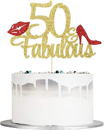 Woman Women Wife Gold Glitter 50th Birthday Decorations Ct034 50 Fabulous Cake Topper Bakeware Kitchen Dining Malibukohsamui Com