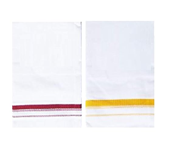 White Lungi with Colored 1/2 Inch Border for Men (Set of 2 Pcs)
