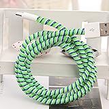 BUTEFO DIY Spiral Wire Cable Protectors / Cable Wrap / Wire Organizer / Cord Manager for most of Charging Data cable (Green+Deep Blue+White)