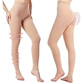 2 Pairs Medical Compression Pantyhose for Women, 20-30mmHg Graduated Support Tight Pants, Opaque Footless