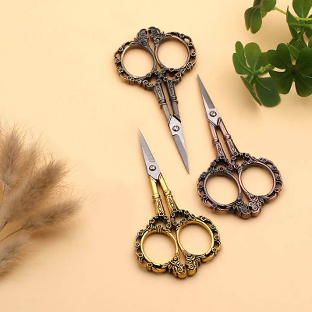 Professional Manicure Scissors, EBANKU Vintage Stainless Steel Cuticle Precision Beauty Grooming for Nail, Facial Hair, Eyebrow, Eyelash, Nose Hair (Gold): Beauty