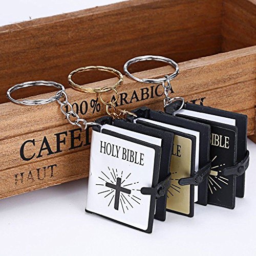 RAYNAG Set of 6 Holy Bible Keychain Mini Book Key Ring Religious Gift