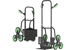 Teprovo Stair Climbing Hand Truck 440lb，Heavy Duty Dolly Cart for Stairs，Thickened Upgraded Steel Tube Folding Stair Climbing Trolley with Six Wheels and Telescoping Handle
