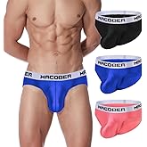 MUEBAIRES Mens Ice Silk Briefs Bulge Enhancing Pouch Underwear Wide Waist Smooth Tagless Underpants