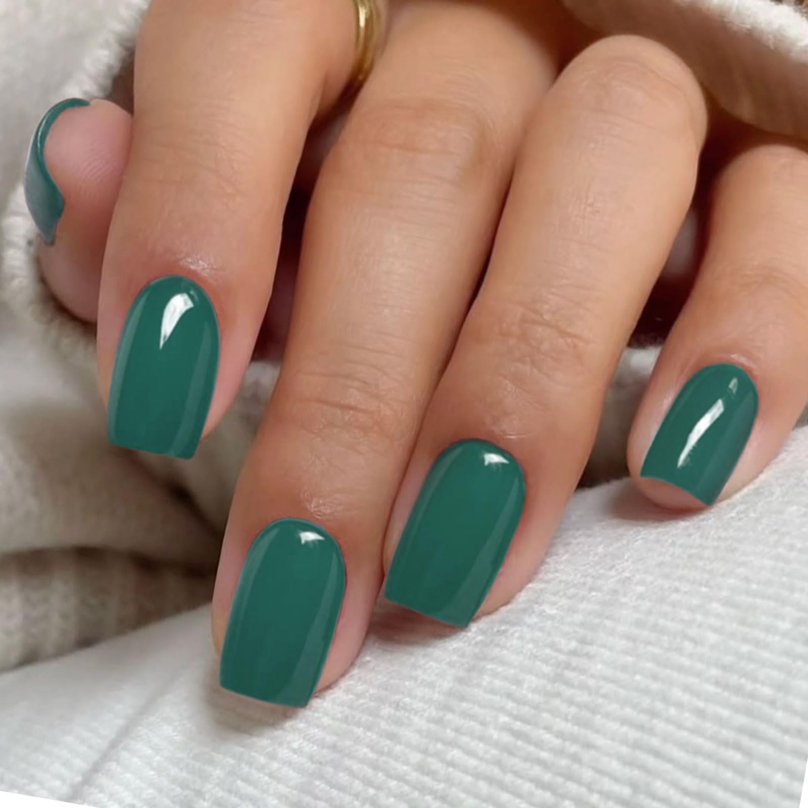 JMEOWIO Gel Nail Stickers Dark Green Semi Cured Gel Nail Strips Wraps UV/LED Nails Art Design Decoration Accessories