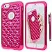 Style4U iPhone 6S Case, iPhone 6 Case, iPhone 6S / 6 Studded Rhinestone Crystal Bling Hybrid Armor Case Cover for Apple iPhone 6S / iPhone 6-1 HD Screen Protector 1 Stylus [Hot Pink/Hot Pink]