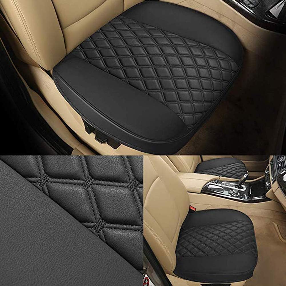 Black Panther 1 Pair of Front Car Seat Covers Protector PU Leather,Full Wrapping Edge for Front Seat Bottom (53×52 cm)- Black - Image 5