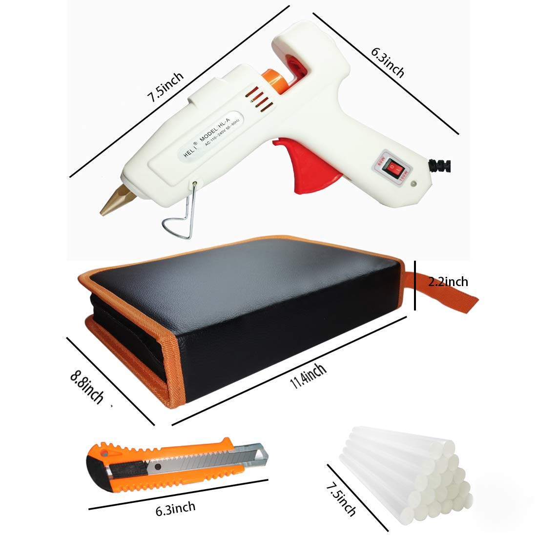 Hot Melt Glue Gun Kit 60W/100W with Carry Bag and 20 pcs Glue Sticks, for DIY, Arts & Crafts Projects, Sealing and Quick Repairs, Light and Heavy Duty in Home and Office: Industrial & Scientific
