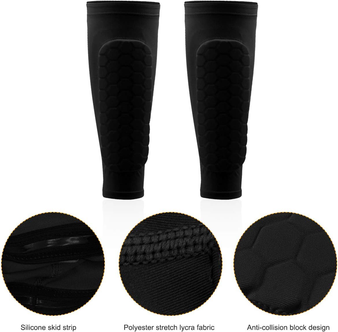 DORYUM 1 Pair Soccer Shin Guards Shin Pads for Kids Youth Adult, Football Shin Guard Socks Sleeves with Foam, Calf Compression Sleeve Honeycomb Pads, Child Calf Protective Gear Soccer Equipment (L) : Sports & Outdoors