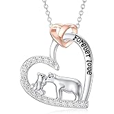 Shusukue Mom Jewelry Gifts 925 Sterling Silver Mama Bear/Dinosaur/Cat/Bird/Chicken Necklace with 1 2 3 4 5 Cubs for Women Mother Wife Grandma