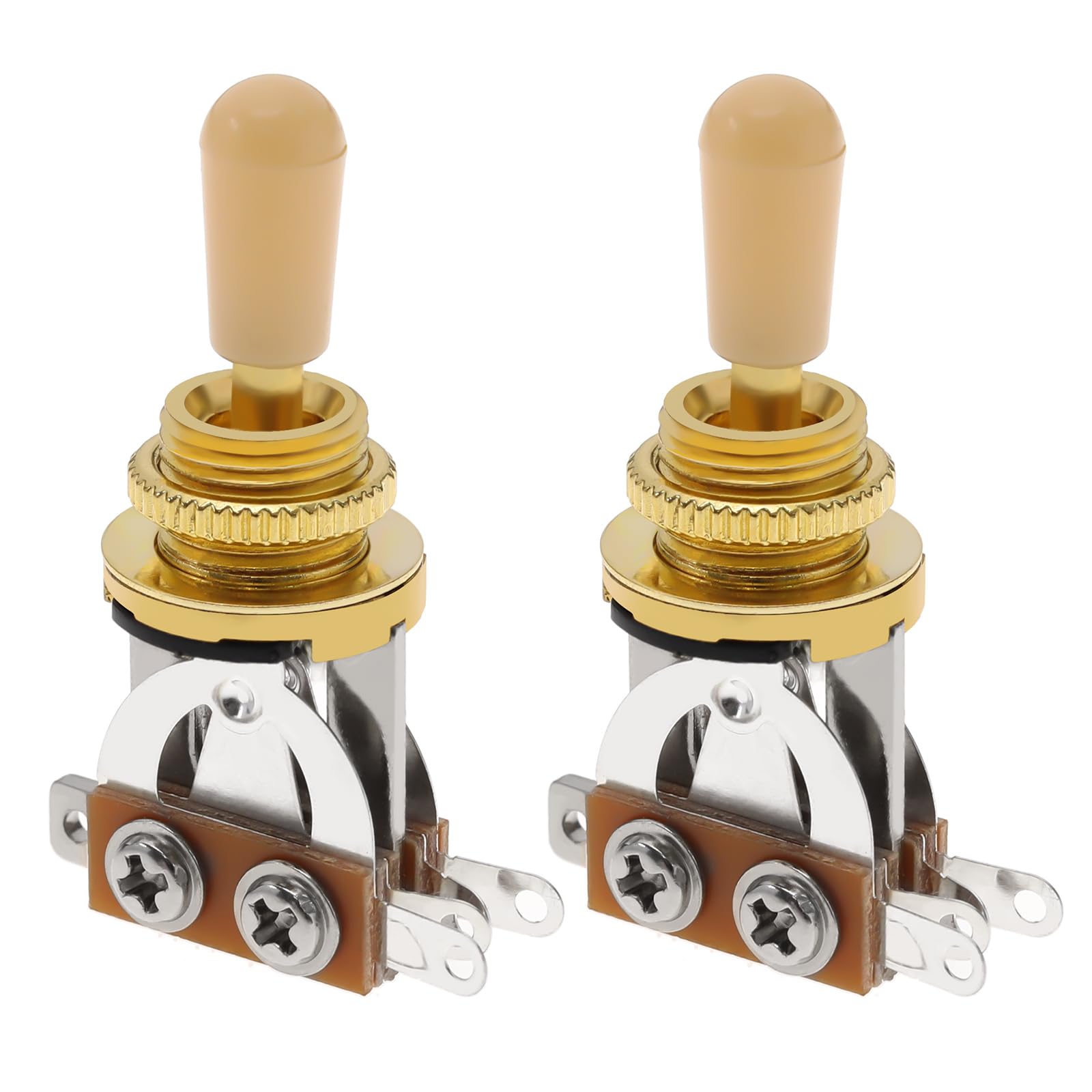 Be In Your Mind 2PCS Electric Guitar 3 Way Toggle Switch Compatible with Les Paul Style Electric Guitar Pickup Selector Switch with Gold Tip Knob Cap