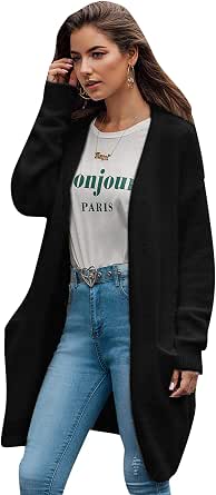 SheIn suéteres tipo cárdigan con bolsillo frontal abierto para mujer,  Negro, S : Amazon.com.mx: Ropa, Zapatos y Accesorios