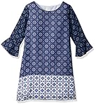 Marmellata Little Girls' Boho Bell Sleeve Print Dress, Navy, 3T